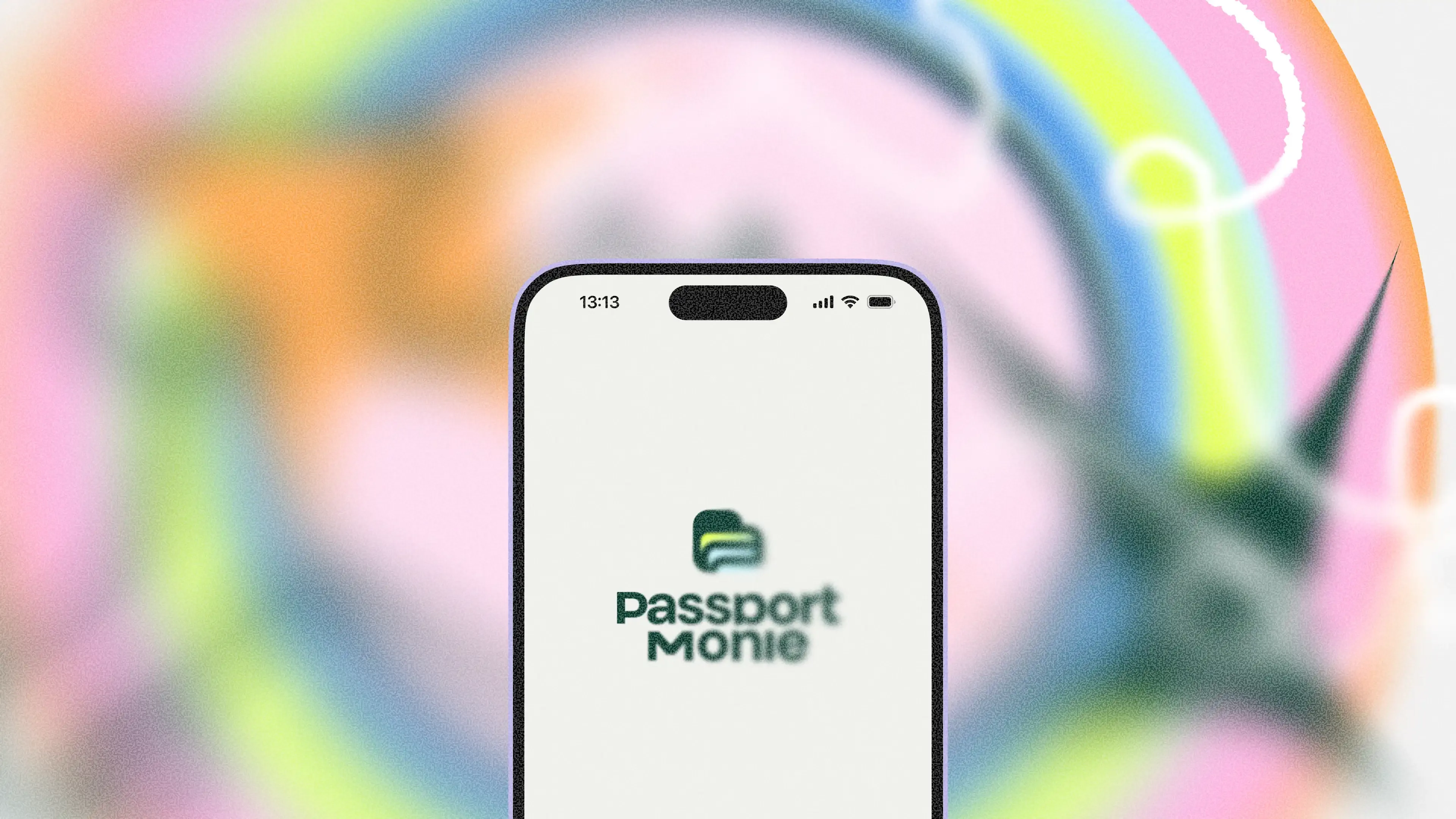 The PassportMonie app icon over a textured gradient